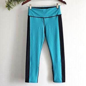 Warrior by Danica Patrick Teal Black Mesh Capri Leggings XS Active